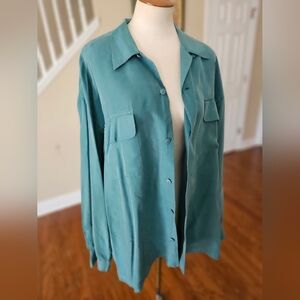 Men's Teal Button-Up Shirt - Relaxed Fit